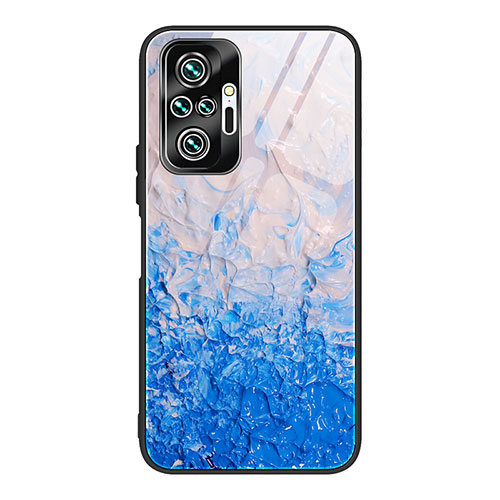 Silicone Frame Fashionable Pattern Mirror Case Cover JM1 for Xiaomi Redmi Note 10 Pro 4G Blue