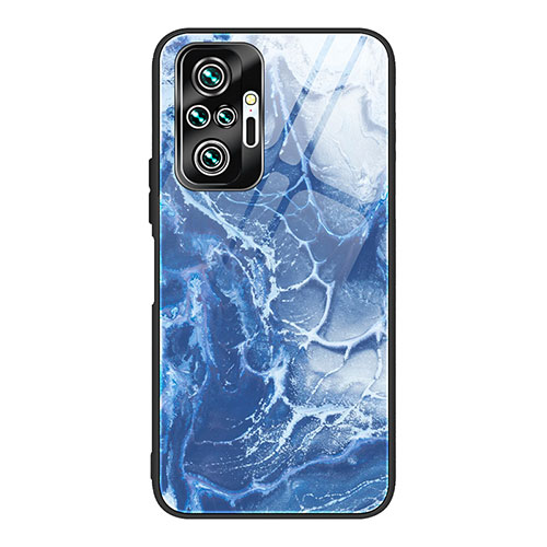 Silicone Frame Fashionable Pattern Mirror Case Cover JM1 for Xiaomi Redmi Note 10 Pro 4G Navy Blue