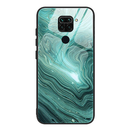 Silicone Frame Fashionable Pattern Mirror Case Cover JM1 for Xiaomi Redmi Note 9 Cyan