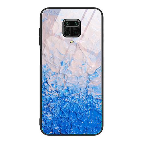 Silicone Frame Fashionable Pattern Mirror Case Cover JM1 for Xiaomi Redmi Note 9 Pro Max Blue