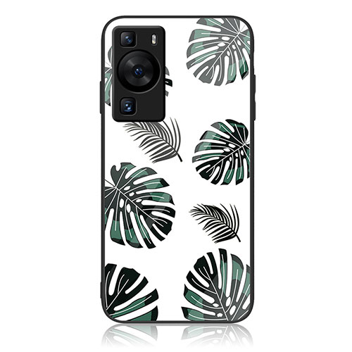 Silicone Frame Fashionable Pattern Mirror Case Cover JM2 for Huawei P60 Pro Midnight Green