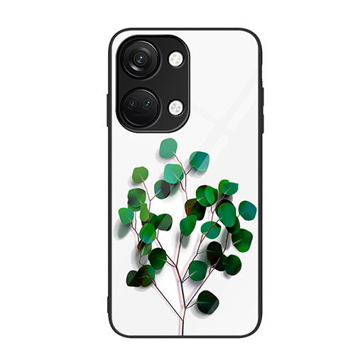 Silicone Frame Fashionable Pattern Mirror Case Cover JM2 for OnePlus Ace 2V 5G Green