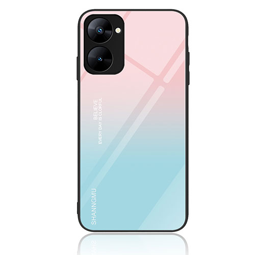 Silicone Frame Fashionable Pattern Mirror Case Cover JM2 for Realme 10S 5G Cyan