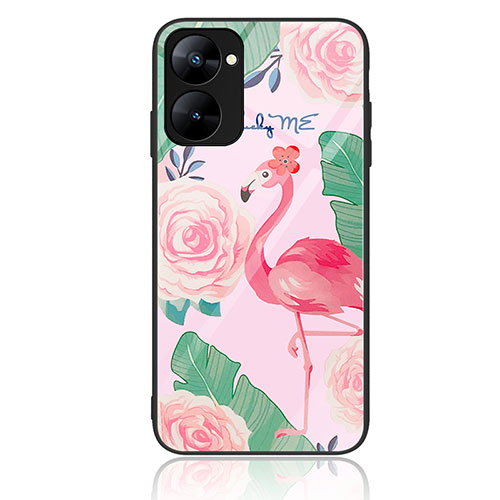 Silicone Frame Fashionable Pattern Mirror Case Cover JM2 for Realme 10S 5G Hot Pink