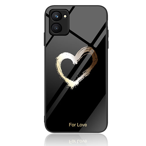 Silicone Frame Fashionable Pattern Mirror Case Cover JM2 for Realme C33 Black