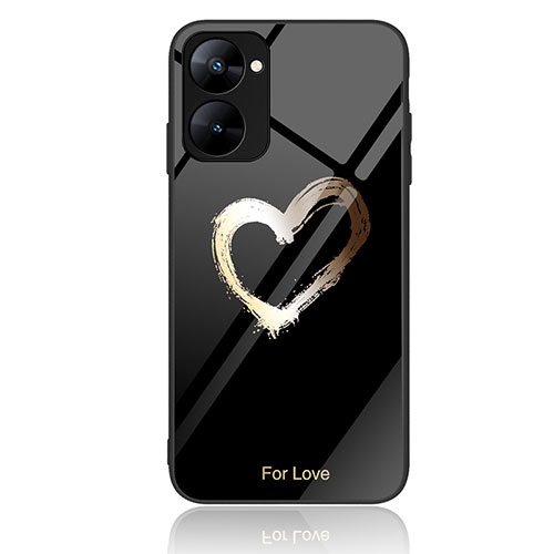 Silicone Frame Fashionable Pattern Mirror Case Cover JM2 for Realme V30 5G Black