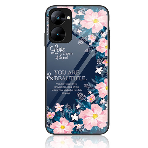 Silicone Frame Fashionable Pattern Mirror Case Cover JM2 for Realme V30 5G Colorful