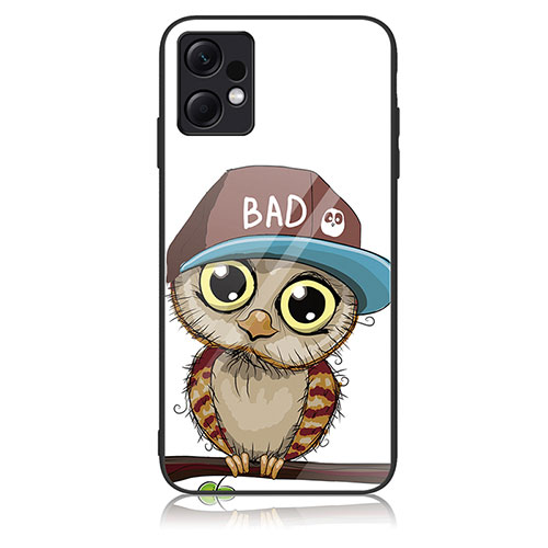 Silicone Frame Fashionable Pattern Mirror Case Cover JM2 for Xiaomi Redmi Note 12 4G Brown