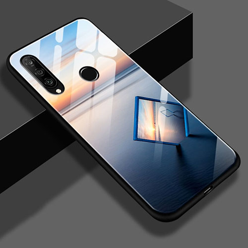 Silicone Frame Fashionable Pattern Mirror Case Cover K01 for Huawei Nova 4e Dark Gray