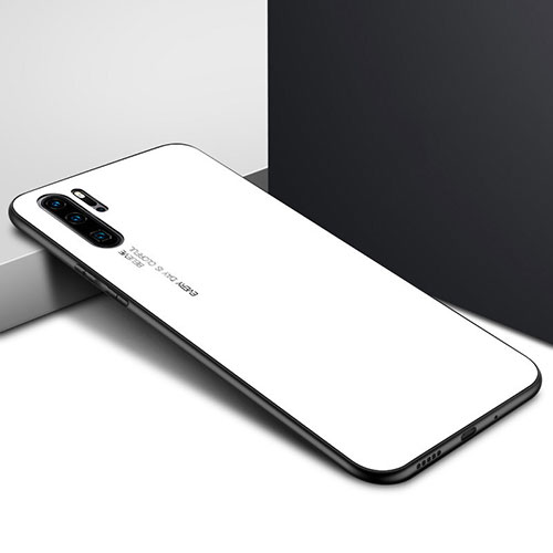 Silicone Frame Fashionable Pattern Mirror Case Cover K02 for Huawei P30 Pro New Edition White