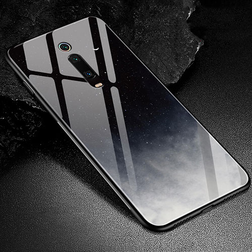 Silicone Frame Fashionable Pattern Mirror Case Cover K02 for Xiaomi Mi 9T Black