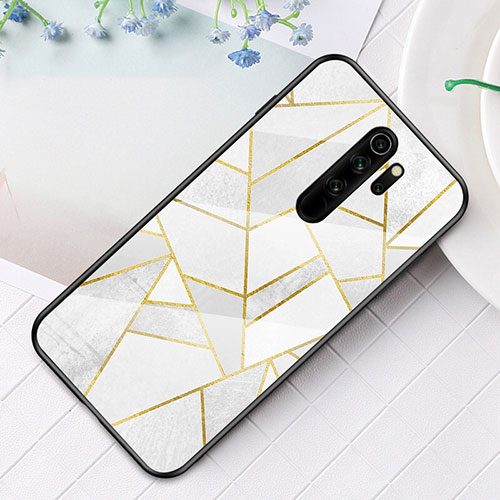 Silicone Frame Fashionable Pattern Mirror Case Cover K03 for Xiaomi Redmi Note 8 Pro White