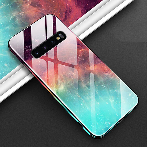 Silicone Frame Fashionable Pattern Mirror Case Cover K06 for Samsung Galaxy S10 Plus Red