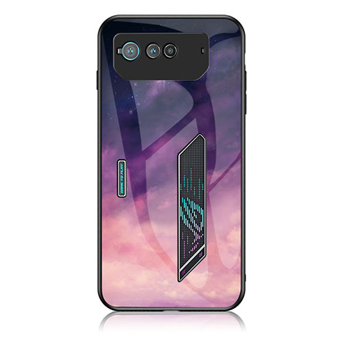 Silicone Frame Fashionable Pattern Mirror Case Cover LS1 for Asus ROG Phone 6 Purple