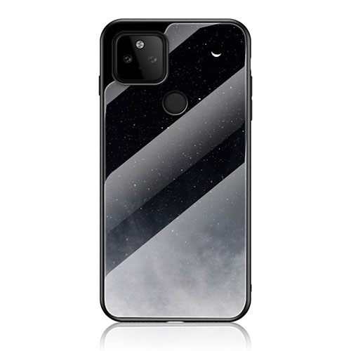 Silicone Frame Fashionable Pattern Mirror Case Cover LS1 for Google Pixel 5a 5G Gray