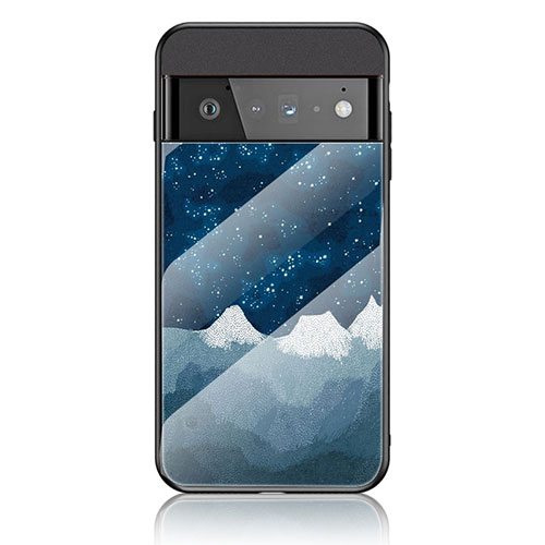 Silicone Frame Fashionable Pattern Mirror Case Cover LS1 for Google Pixel 6 Pro 5G Blue