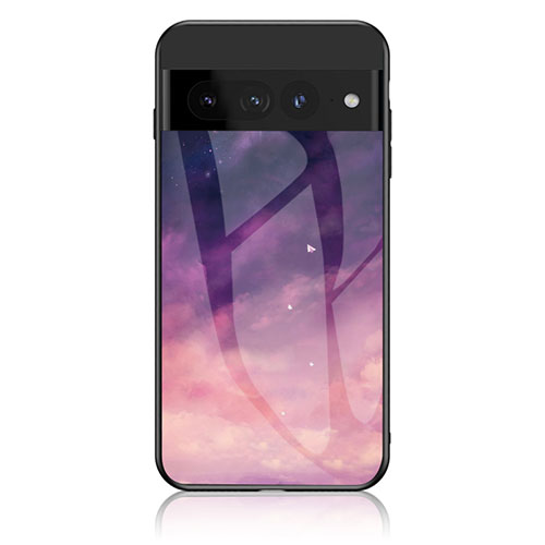 Silicone Frame Fashionable Pattern Mirror Case Cover LS1 for Google Pixel 7 Pro 5G Purple