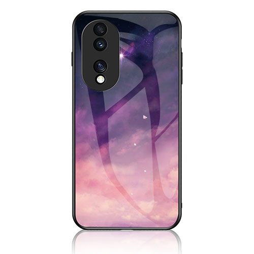 Silicone Frame Fashionable Pattern Mirror Case Cover LS1 for Huawei Honor 70 Pro+ Plus 5G Purple