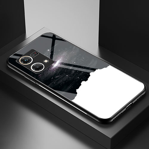 Silicone Frame Fashionable Pattern Mirror Case Cover LS1 for Oppo F21 Pro 4G Black