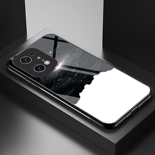 Silicone Frame Fashionable Pattern Mirror Case Cover LS1 for Oppo Find X5 Pro 5G Black