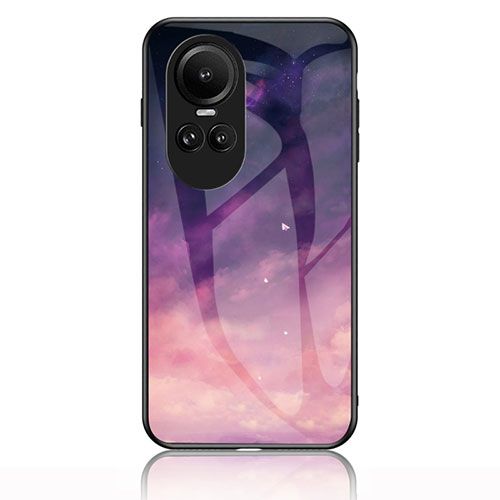 Silicone Frame Fashionable Pattern Mirror Case Cover LS1 for Oppo Reno10 5G Purple