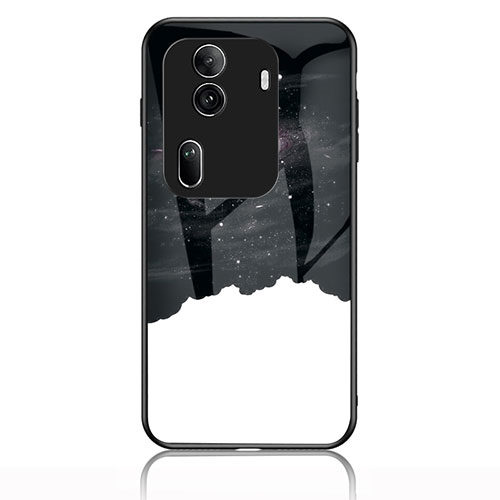 Silicone Frame Fashionable Pattern Mirror Case Cover LS1 for Oppo Reno11 Pro 5G Black