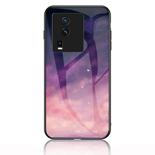 Silicone Frame Fashionable Pattern Mirror Case Cover LS1 for Vivo iQOO Neo7 5G Purple