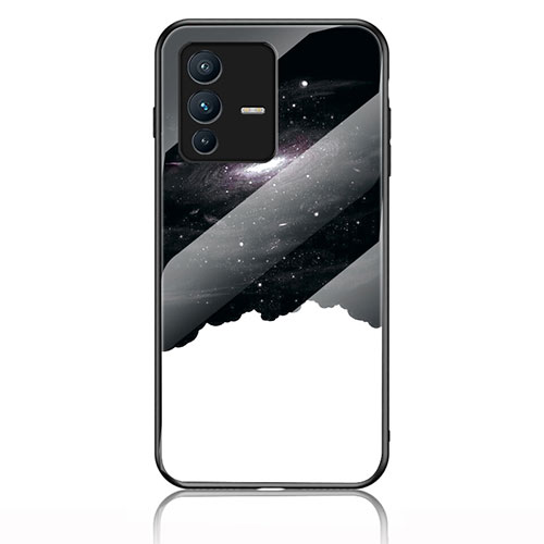 Silicone Frame Fashionable Pattern Mirror Case Cover LS1 for Vivo V23 5G Black