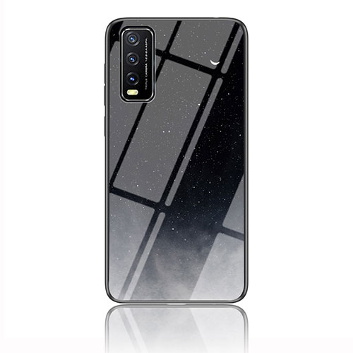 Silicone Frame Fashionable Pattern Mirror Case Cover LS1 for Vivo Y20T Gray