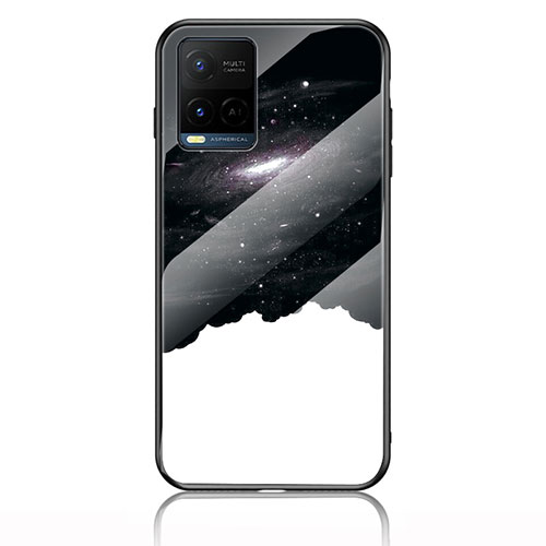 Silicone Frame Fashionable Pattern Mirror Case Cover LS1 for Vivo Y21G Black