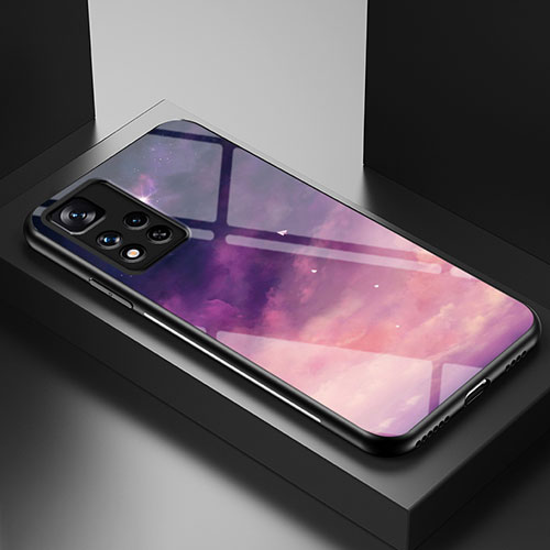 Silicone Frame Fashionable Pattern Mirror Case Cover LS1 for Xiaomi Mi 11i 5G (2022) Purple