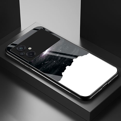 Silicone Frame Fashionable Pattern Mirror Case Cover LS1 for Xiaomi Poco M5 4G Black