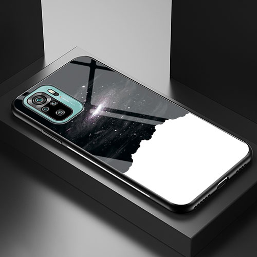 Silicone Frame Fashionable Pattern Mirror Case Cover LS1 for Xiaomi Poco M5S Black