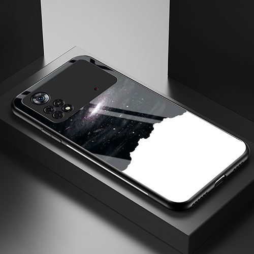 Silicone Frame Fashionable Pattern Mirror Case Cover LS1 for Xiaomi Poco X4 Pro 5G Black