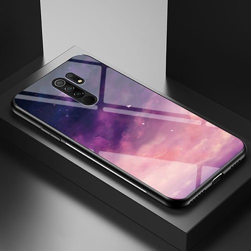 Silicone Frame Fashionable Pattern Mirror Case Cover LS1 for Xiaomi Redmi 9 Prime India Purple