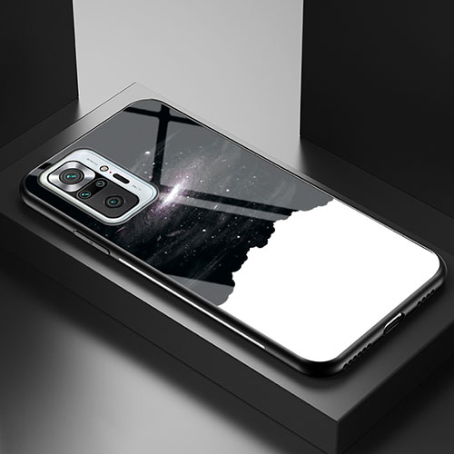 Silicone Frame Fashionable Pattern Mirror Case Cover LS1 for Xiaomi Redmi Note 10 Pro Max Black