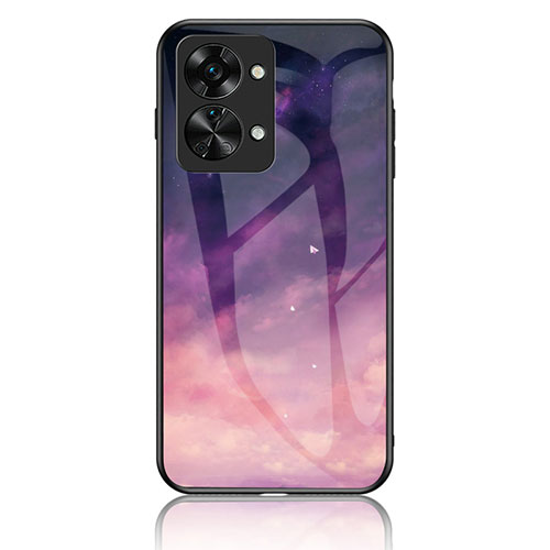 Silicone Frame Fashionable Pattern Mirror Case Cover LS2 for OnePlus Nord 2T 5G Purple