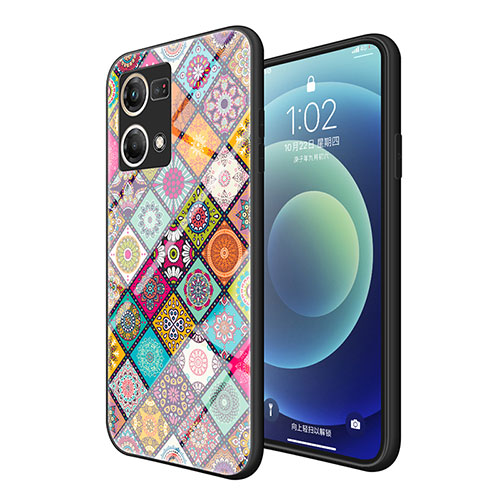 Silicone Frame Fashionable Pattern Mirror Case Cover LS2 for Oppo F21 Pro 4G Colorful