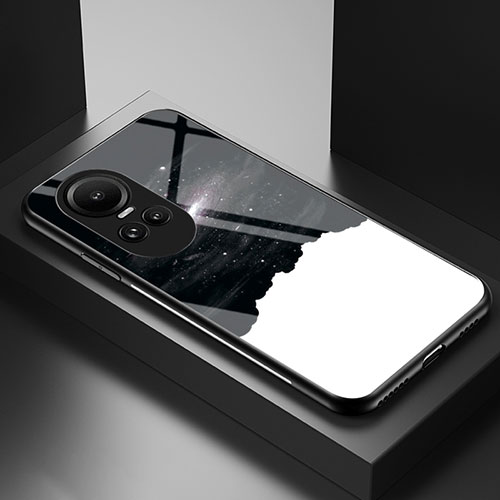 Silicone Frame Fashionable Pattern Mirror Case Cover LS2 for Oppo Reno10 Pro 5G Black