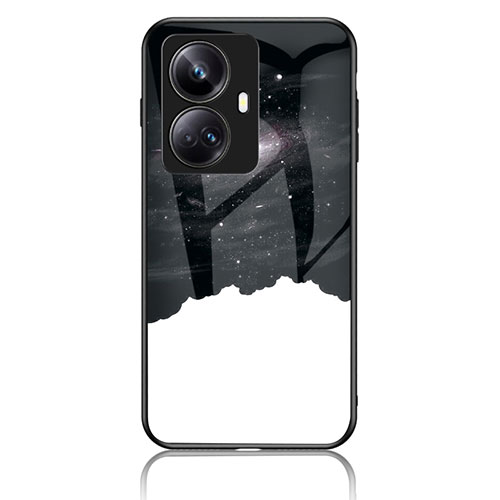 Silicone Frame Fashionable Pattern Mirror Case Cover LS2 for Realme 10 Pro+ Plus 5G Black