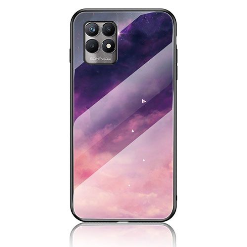 Silicone Frame Fashionable Pattern Mirror Case Cover LS2 for Realme 8i Purple