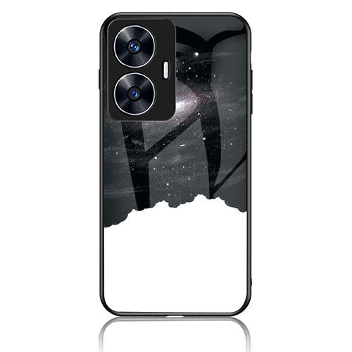 Silicone Frame Fashionable Pattern Mirror Case Cover LS2 for Realme C55 Black