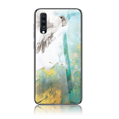 Silicone Frame Fashionable Pattern Mirror Case Cover LS2 for Samsung Galaxy A70S Green