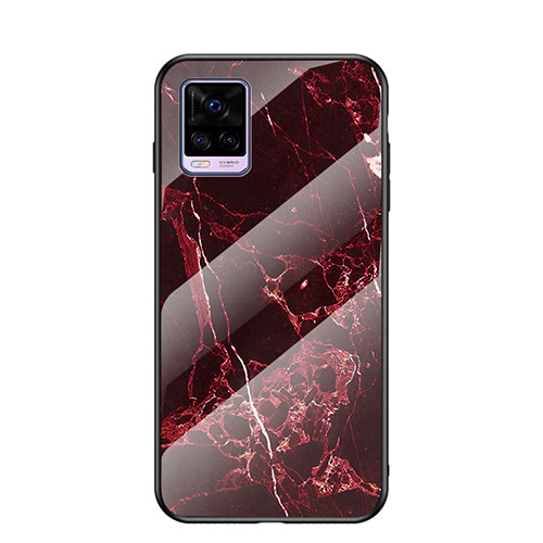 Silicone Frame Fashionable Pattern Mirror Case Cover LS2 for Vivo V20 (2021) Red