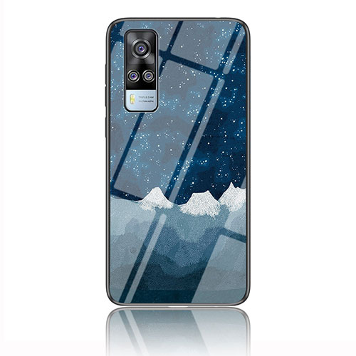 Silicone Frame Fashionable Pattern Mirror Case Cover LS2 for Vivo Y31 (2021) Blue