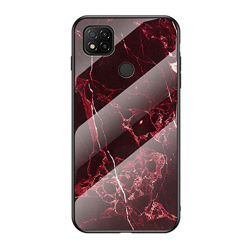 Silicone Frame Fashionable Pattern Mirror Case Cover LS2 for Xiaomi POCO C3 Red