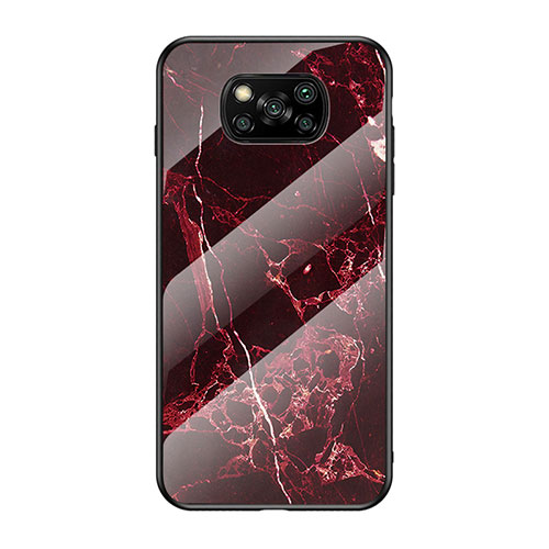 Silicone Frame Fashionable Pattern Mirror Case Cover LS2 for Xiaomi Poco X3 Pro Red