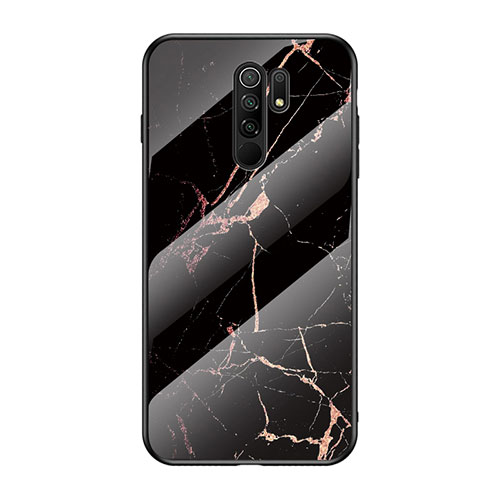 Silicone Frame Fashionable Pattern Mirror Case Cover LS2 for Xiaomi Redmi 9 Gold and Black