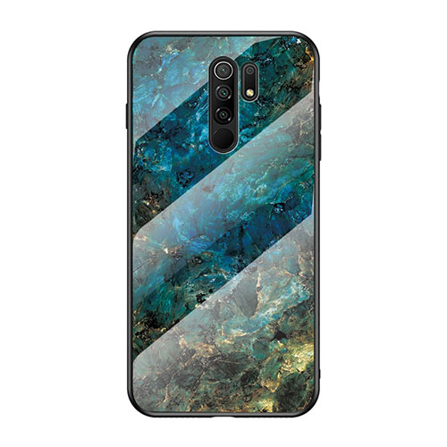 Silicone Frame Fashionable Pattern Mirror Case Cover LS2 for Xiaomi Redmi 9 Prime India Blue