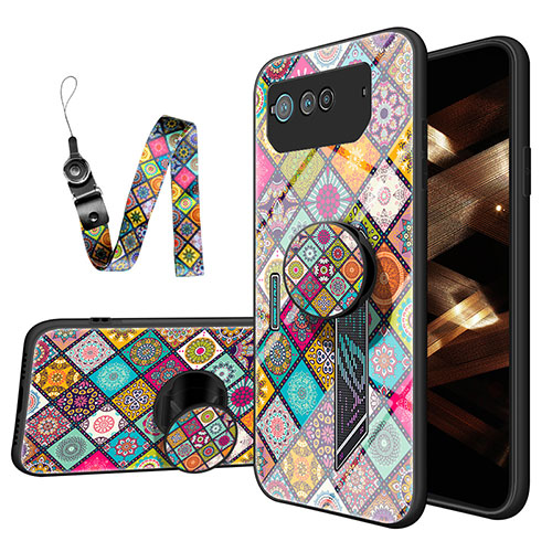 Silicone Frame Fashionable Pattern Mirror Case Cover LS3 for Asus ROG Phone 6 Colorful